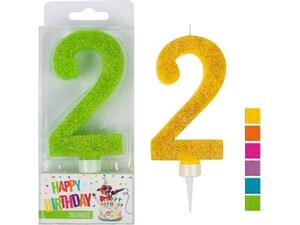 Κερί γενεθλίων Trend Glitter Maxi No2 σε 6 διαφορετικά χρώματα